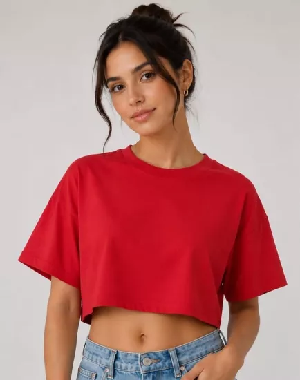 Rahat Kesim Kadın Basic Crop Top