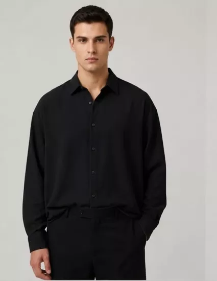 Unisex Siyah Gömlek 